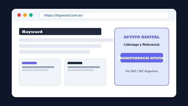 Vista del activo digital estratégico hayward.com.ar y transferencia formal
